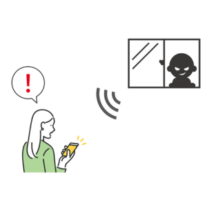 SpaceCoreのドア・窓センサーで窓の開閉状態を確認するイメージイラスト