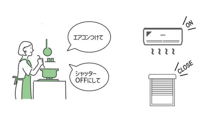 スマートスピーカーで家電や住宅設備を操作するイメージイラスト