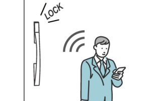 SpaceCoreのスマートロックで遠隔から施錠するイメージイラスト