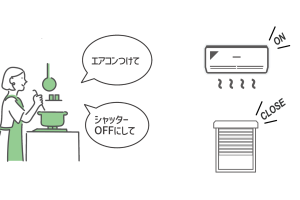 スマートスピーカーで家電や住宅設備を操作するイメージイラスト